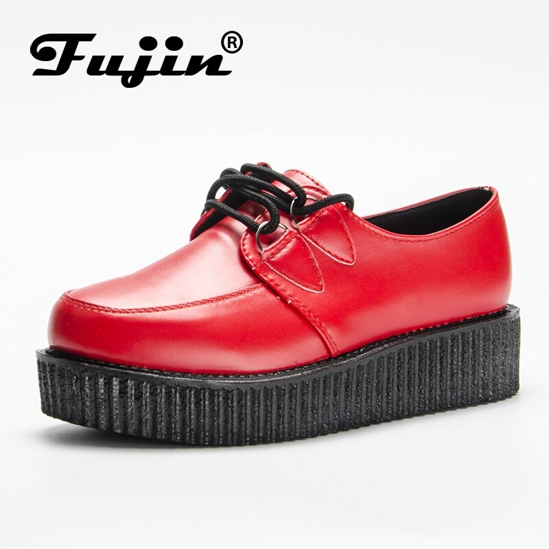 Fujin cuero pu otoño Creepers zapatos casuales mocasines mujer mocasines damas plataforma mocasines mujeres pisos Mujer