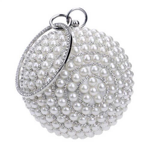 Ball Diamond Tassel Women Party Metal Crystal Clutches Evening Wedding Bag Bridal Shoulder Handbag Wristlets Clutch: silver2