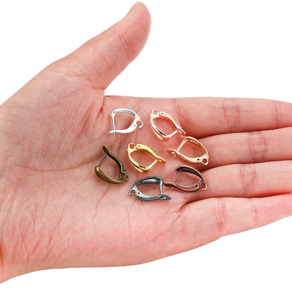 6-12Pcs/lot Brass French Earrings Hooks Clips Lever Back Open Loop Clasps For Diy Jewelry Making Findings Supplies Accessories