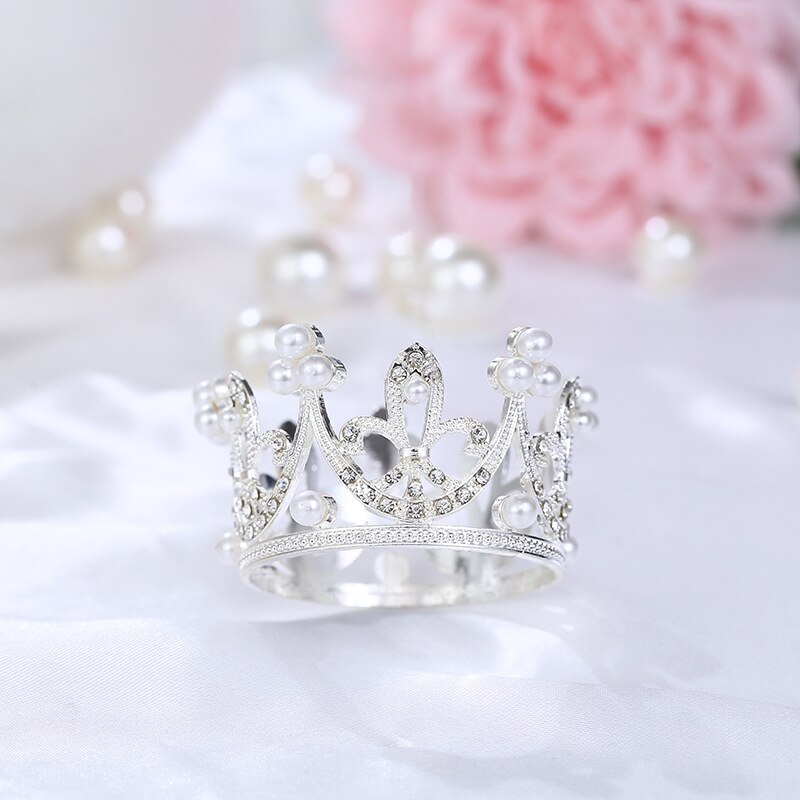 Mini Crown Cake Topper Metalen Parel Gelukkige Verjaardag Cake Toppers Wedding & Engagement Cake Decor Sweet 16 Party Decoraties