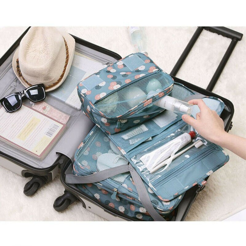 Bolsas de maquillaje de para mujer, Neceser de viaje, organizador de artículos de tocador, almacenamiento impermeable, Neceser colgante para Baño