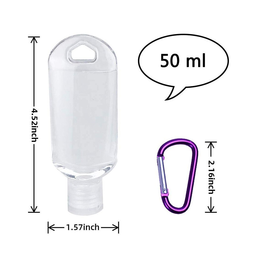 Capacity 60ml Travel Plastic Clear Keychain Bottles Leakproof Empty Containers Flip Cap Botes Para Gel Desinfectante Jars