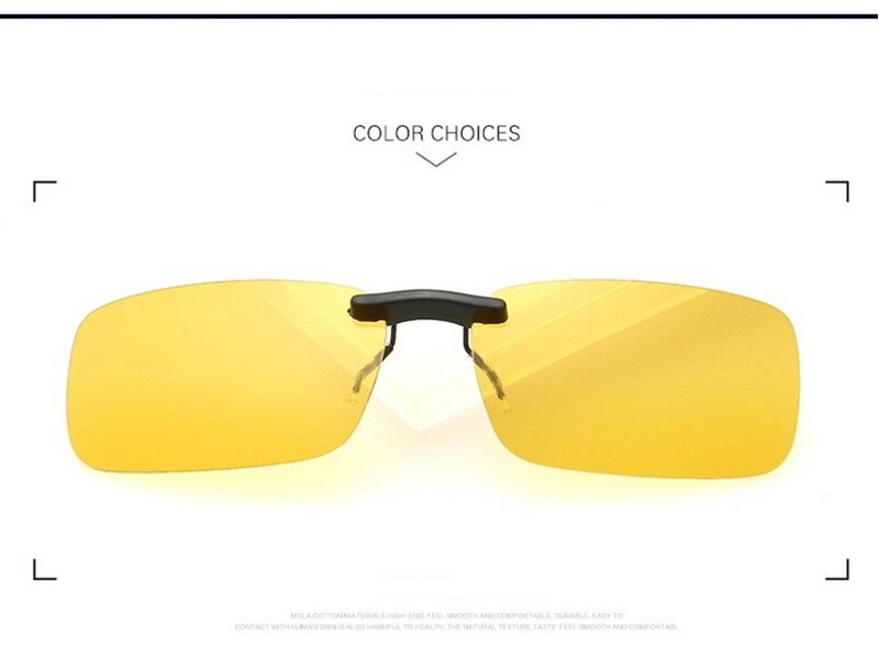 Unisex Polarized Clip On Sunglasses Near-Sighted Driving Night Vision Lens Anti-UVA Anti-UVB Cycling Riding Sunglasses Clip: Night vision yellow