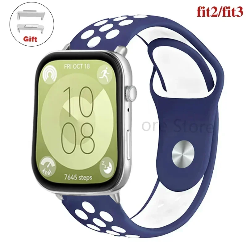 Sportband voor Huawei Watch FIT 3-band Siliconen waterdichte smartwatch ademende riem voor Huawei Watch fit 2 correas Horlogebanden: zwart grijs