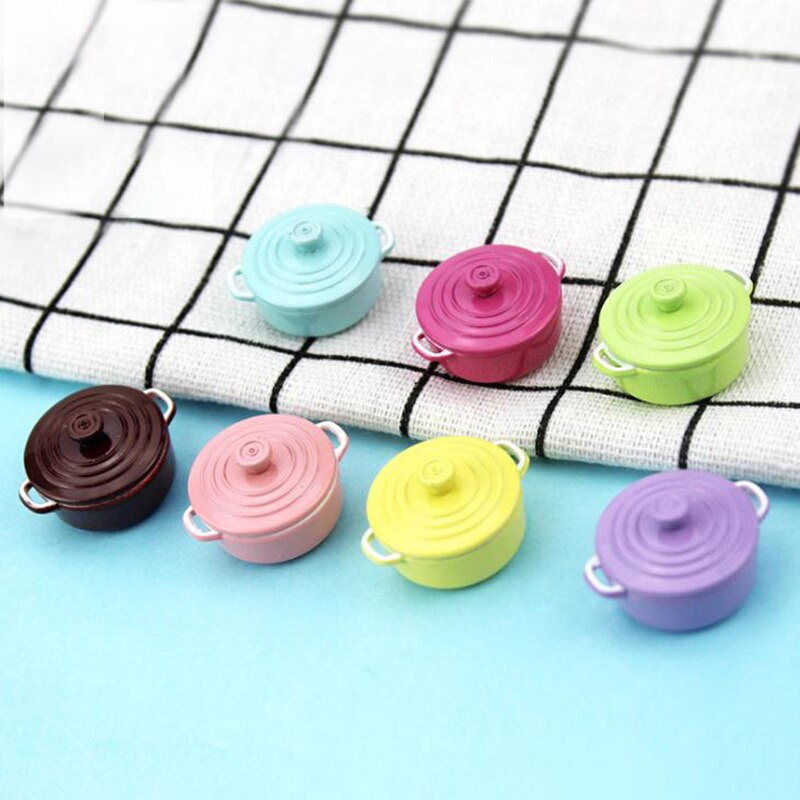 Cute Candy Color Mini 1/12 Miniature Dollhouse Soup Pot Play Kitchen Cooking Utensil for BJD Doll Food Toy Accessories