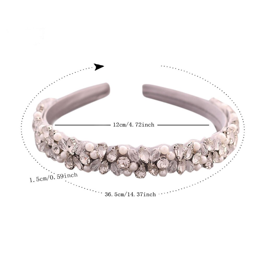 Luxe barokke kleurrijke waterkristal brede hoofdband veelkleurige strass haarband bruids bruiloft haaraccessoire: Grijs
