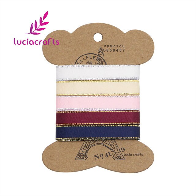 Lucia Ambachten 6 Yards (1 Yard/Kleur) 10 Mm Stippen Gedrukt Grosgrain Lint Voor Bow Ambachten Diy Naaien Kledingstuk Accessoires R0402