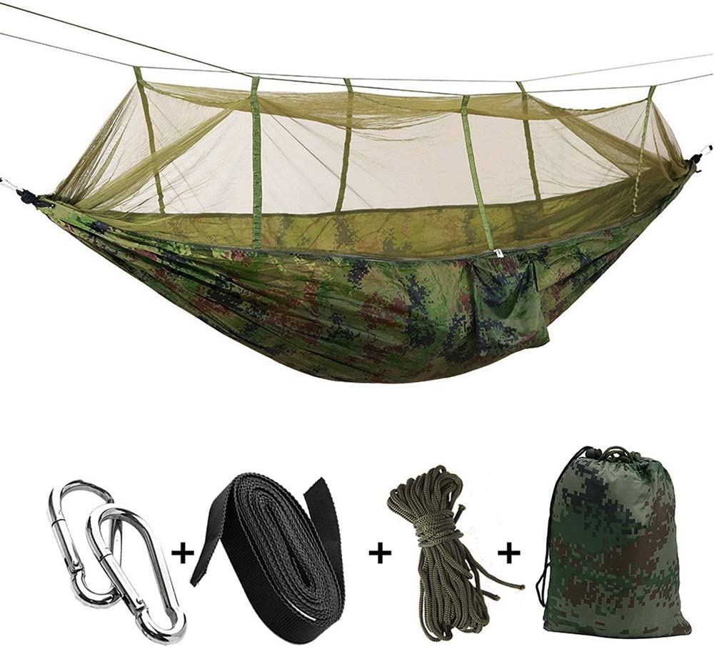 2 personers campinghave hængekøje med myggenet udendørsmøbler seng styrke faldskærmsstof sovegynge bærbar hængende: Camo
