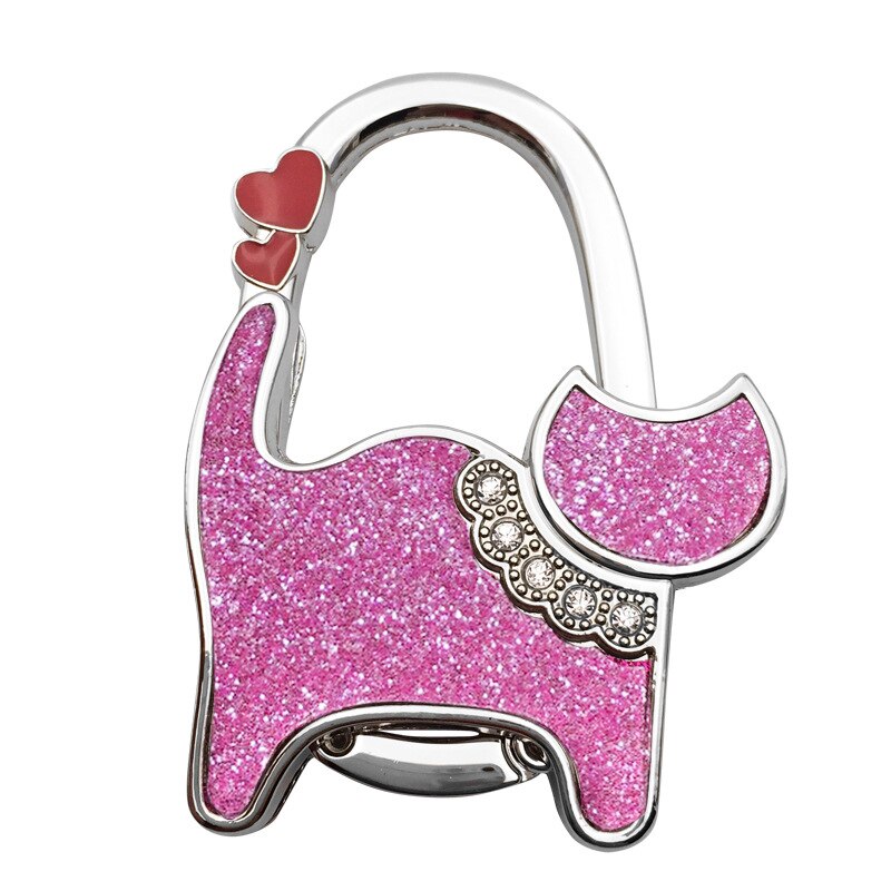 Bolsa monedero plegable Unisex para gatos, con diamantes de imitación, gancho para colgar, Seguro: 0012