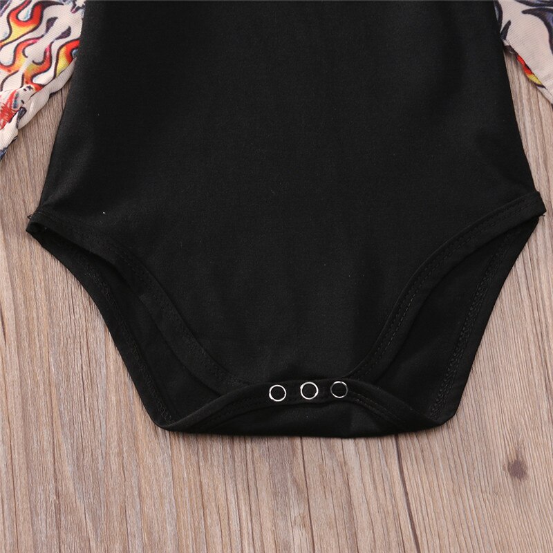 Autumn cotton Newborn Baby Boy Black Gray Bodysuit Clothes Tattoos Print Long Sleeve Bodysuit Jumpsuit Outfits