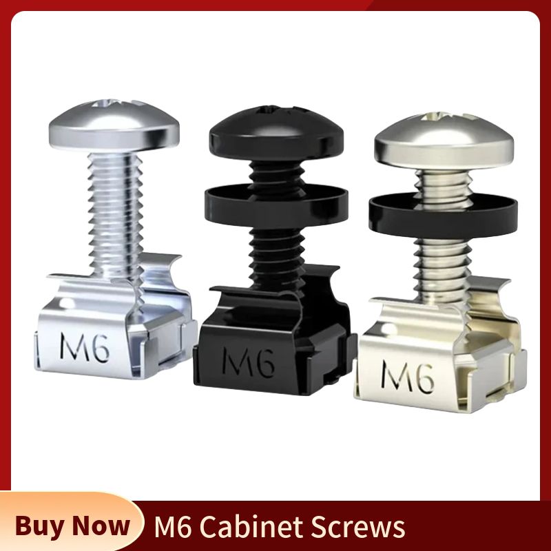 M6 * 16 mm M6 * 12 mm Schrankschrauben, Rackmontage-Käfigmuttern, Schraube und Unterlegscheiben für Netzwerkserver-Chassis-Verteilung, verwöhnen, Router