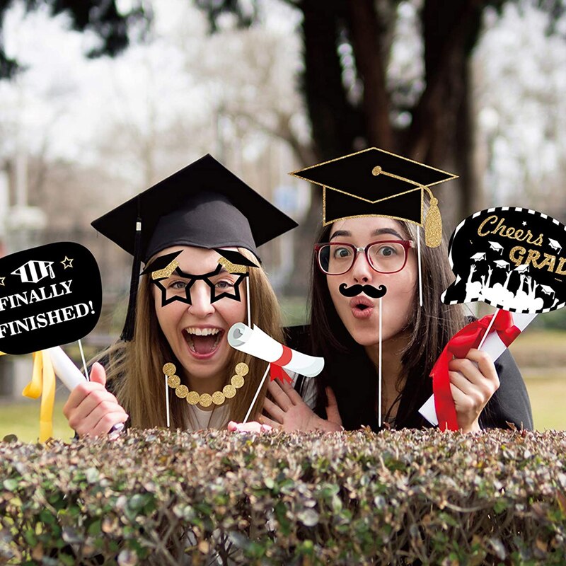 25pcs Graduation Season Congratulations Graduation Photo Booth Props Bachelor cap graduation Party DIY Decorations Photo Props