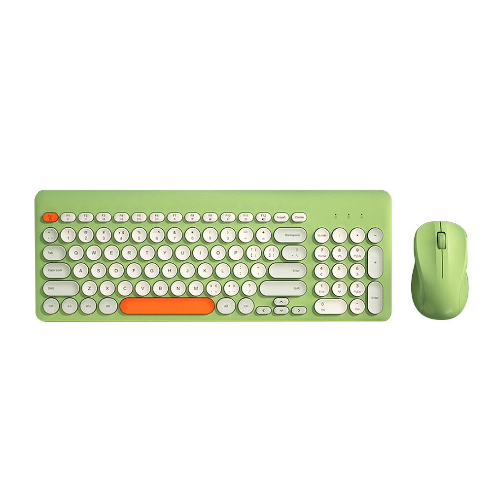 K221 Keyboard 2.4G Wireless Keyboard&Mouse Set 96 Key Round Keycaps Portable Ergonomic Keyboard for IOS/Windows Keyboard Mouse: green