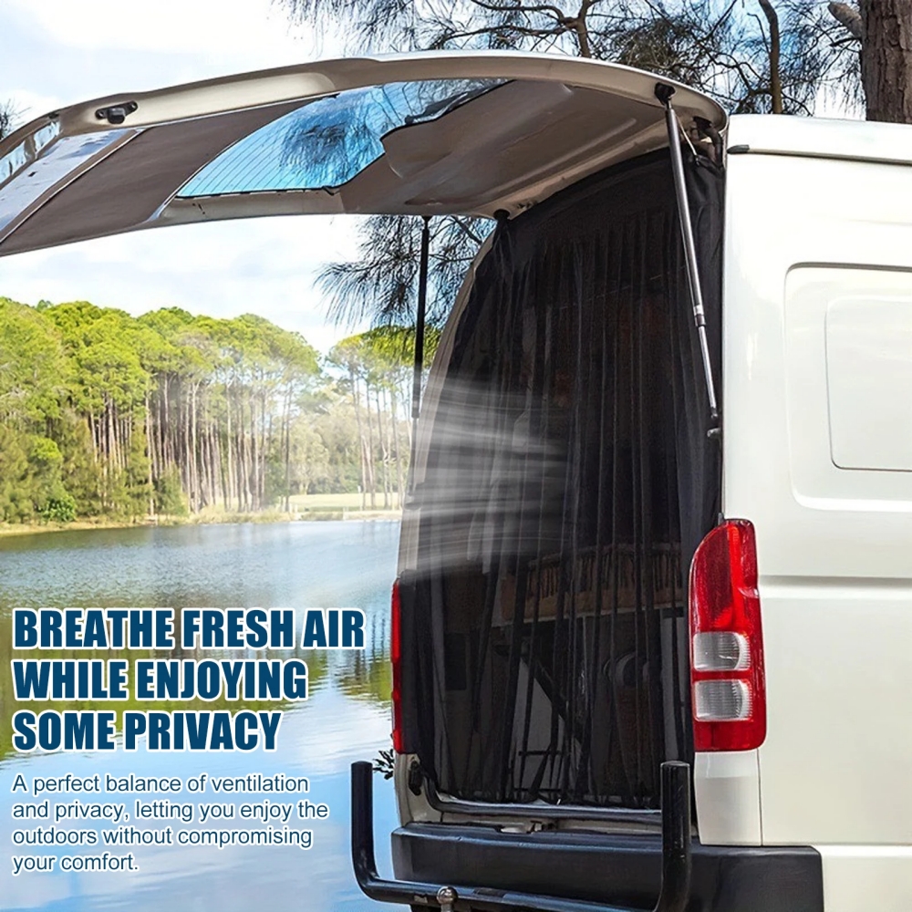 Van Tailgate Barn/Side Door Magnetic Mosquito Fly Screen Net Sunshade With Storage Bag For Caravan Motorhome Campervan
