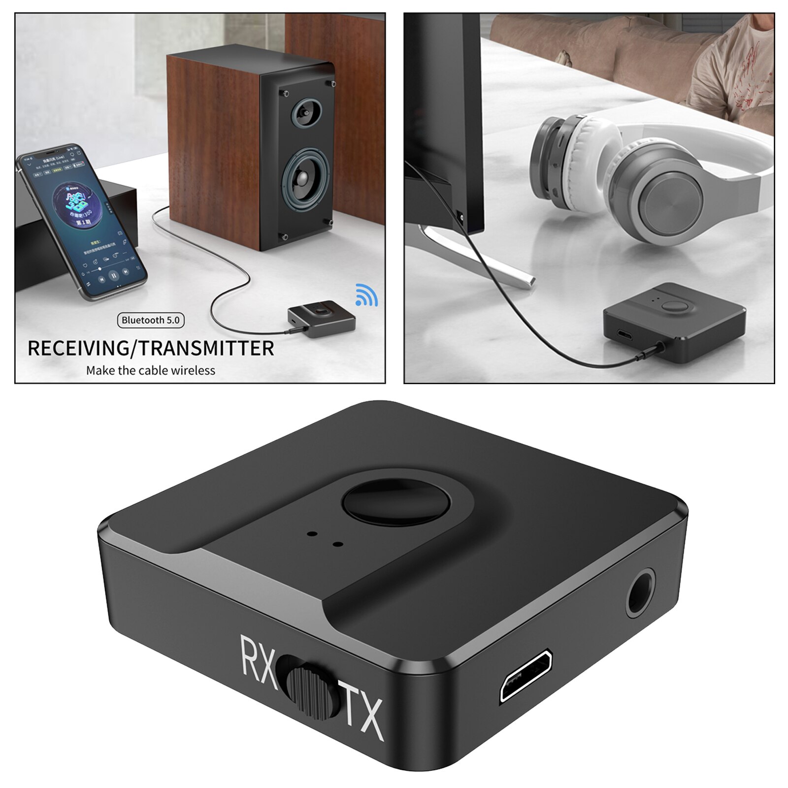 Bluetooth 5.0 Transmitter and Receiver, 2 in 1 Adapter for TV Home Stereo System, Upgrade the Bluetooth function