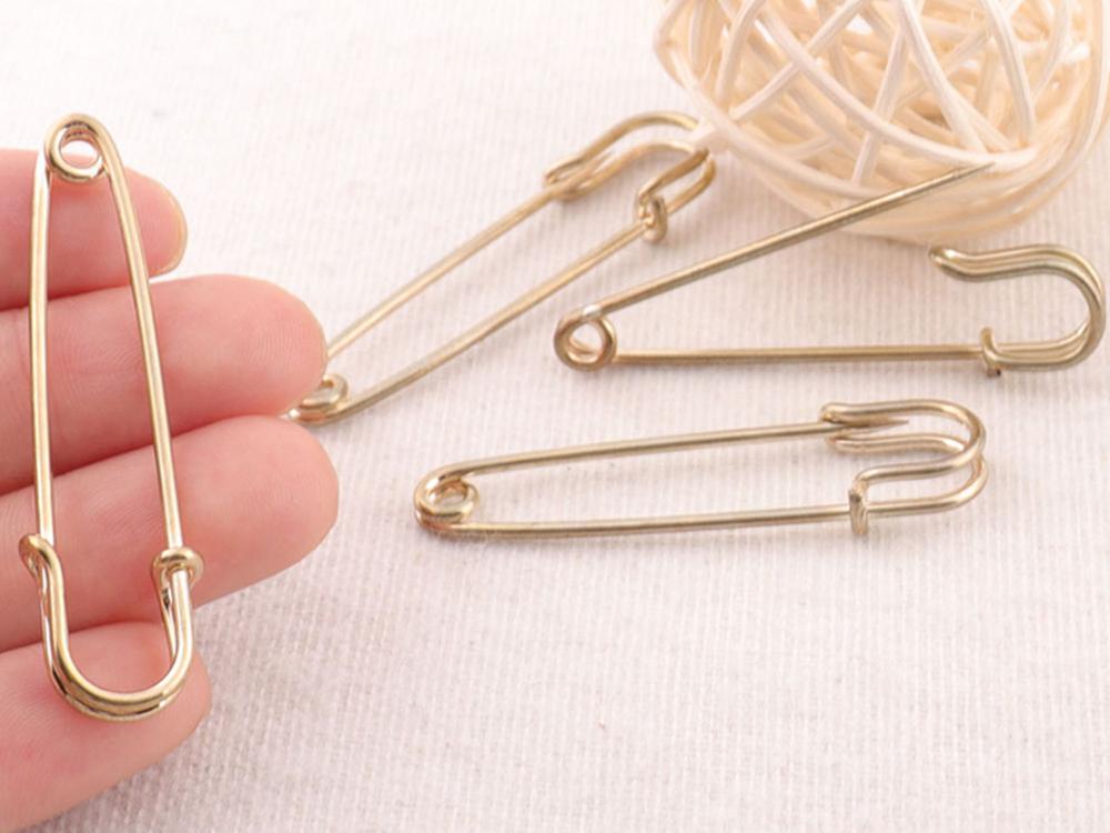 30 PCS Metal Pale Gold Safety Pin,jewelry finding charm pins,Brooch Stitch Markers Brooch Bar Safety Pins Fasteners-2"(50mm)