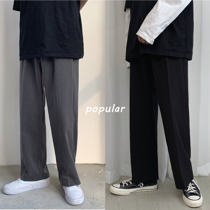 Pantalones informales rectos de estilo coreano para hombre, traje de negocios de Color sólido, ropa de calle, pantalones de vestir sueltos