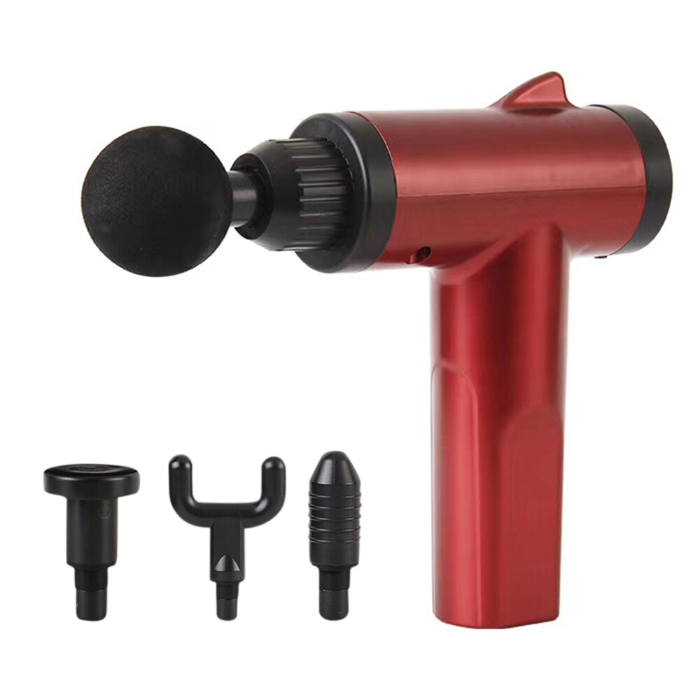 Electric Muscle Massage & 4 Replaceable Heads 6 Speed Handheld Deep Tissue Body Massage for Back Neck Arm Shoulder Pain Reliev: Red