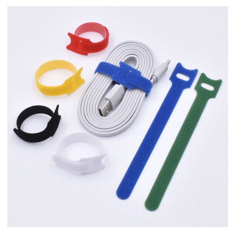 10pcs/Releasable Cable Ties Plastics Hook Loop Fastening Reusable Cable Ties Nylon Loop Wrap Zip Bundle T-type Cable Tie Wire