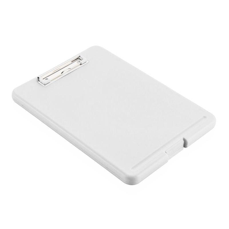 A4 Plastic Storage Clipboard File Box Case Document File Folders Clipboard Writing Pad Stationery School Office Supplies G88D: White