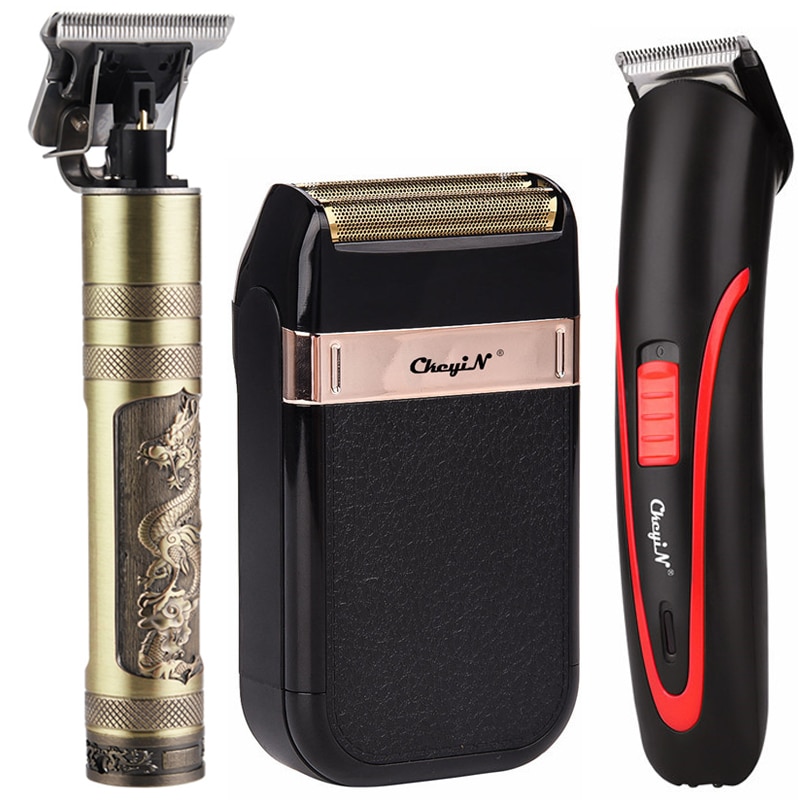 Barbeiro profissional máquina de cortar cabelo elétrico recarregável t-outliner acabamento máquina de corte aparador barba barbeador sem fio com fio