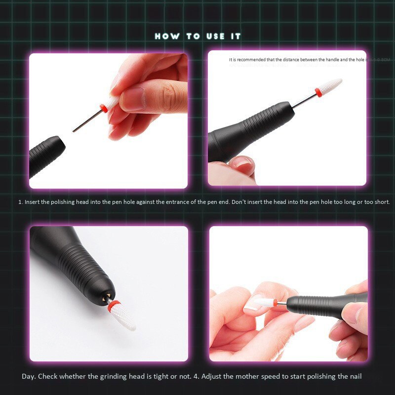 Electric Nail Drill Set, Rechargeable USB Nail Drill Portable Manicure Machine Electric Nail File Pen Bits Cutter