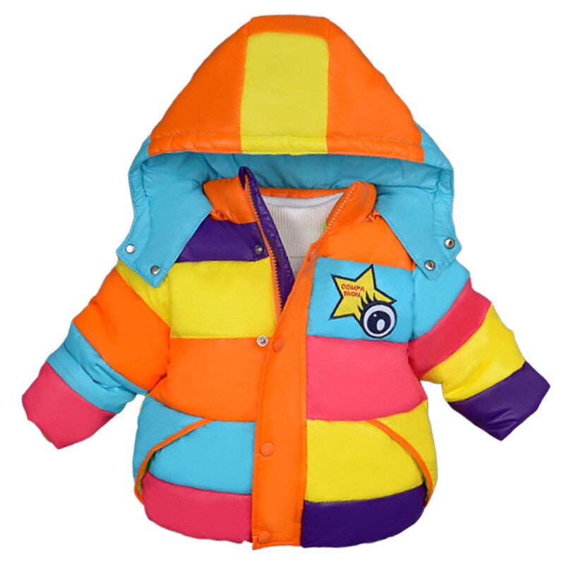 Chaqueta de abrigo para niños, chaquetas con capucha para invierno para bebés, niños, niñas, Parka con capucha de arco iris, ropa de abrigo cálida para niños, Tops, trajes Casuales