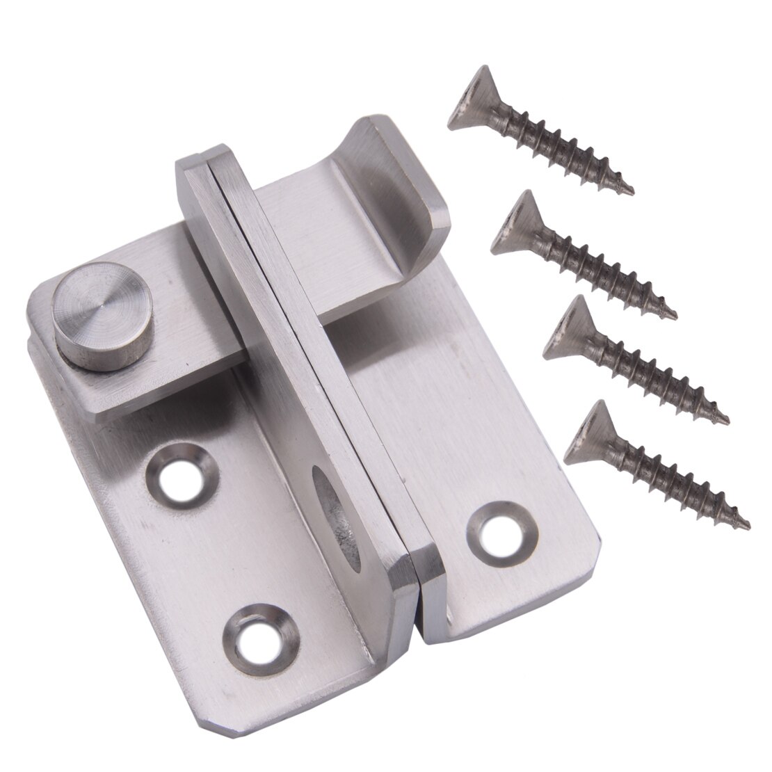 Silver Stainless Steel Cabinet Closet Sliding Safety Door Gate Bolt Latch Guard Catch L: right open