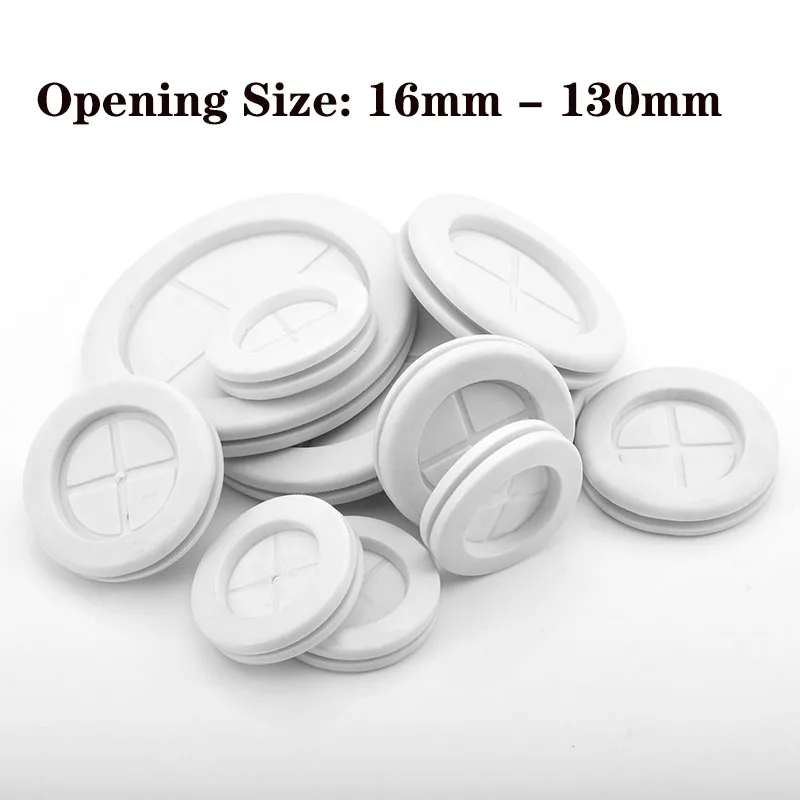 White Rubber Grommet Wiring Protector Rings Blanking Blind Plug Dust 16 20 22 25 27 30 32 35 40 42 50 60 70 80 90 13mm