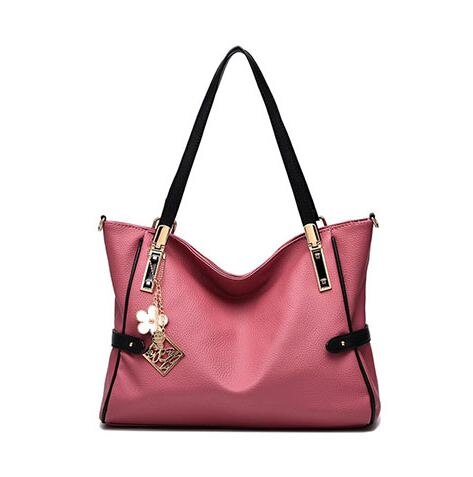 Bolso de mano de gran capacidad para mujer, bandolera con lentejuelas, temperamento de Reina, ZHP20-C Simple, novedad de: Leather Pink