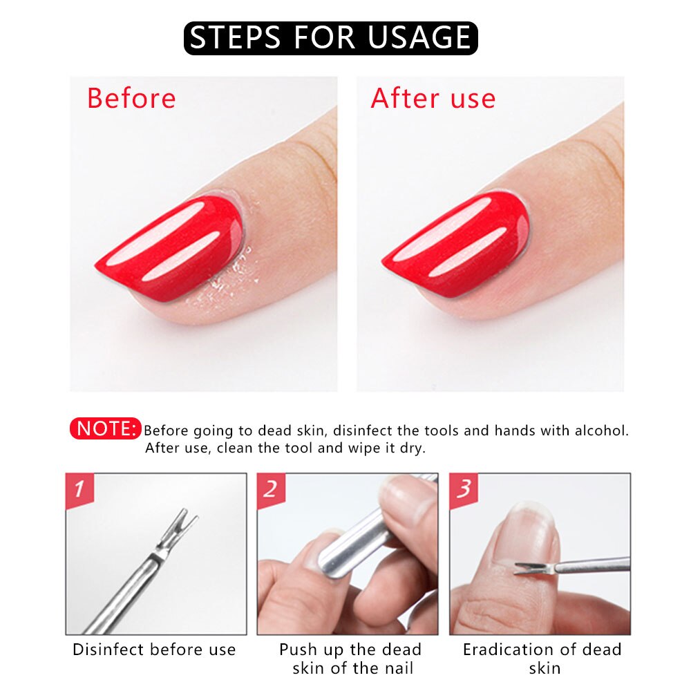 Dighealth – dissolvant de peau morte en acier inoxydable, outil de manucure et pédicure, poussoir à cuticules, coupe-fourchette, Nail Art