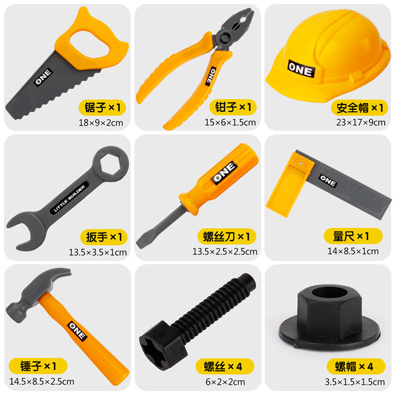 15 stücke Lebensechte Kunststoff Repair Tool Kits Kinder Spielhaus DIY Wartung Werkzeuge Sets mit Sicherheit Helm Jungen Entwicklungs Spielzeug