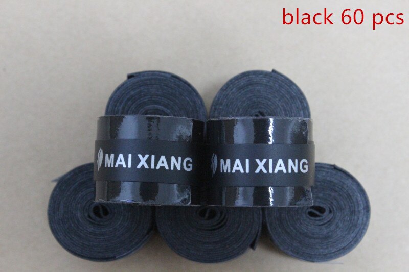 dry frosting sweat band grip ( 60 pcs in one set ) badminton racket sweat band . tennis racket overgrips: Black