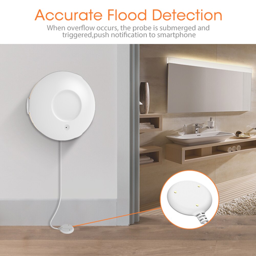 Smart Water Sensor Water Detector Water Leak Sensor and Alarm with APP Notification Compatible with 2.4GHz Home Security Zigbee