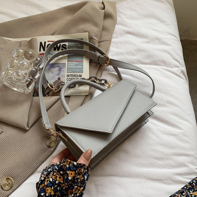 Lady Casual Flap Vierkante Zak Zomer Leer Vrouwelijke Handtas Keten Schoudertas Messenger Bag: Grijs
