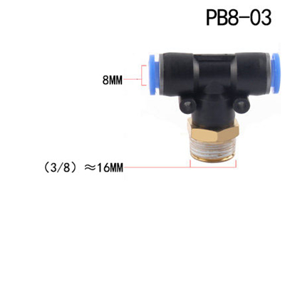 Raccord pneumatique à filetage mâle BSPT | 4mm 6mm 8mm 10mm 12mm tuyau, 1/8 "1/4" M5 3/8 "1/2" "BSPT coupleur pneumatique: PB8-03