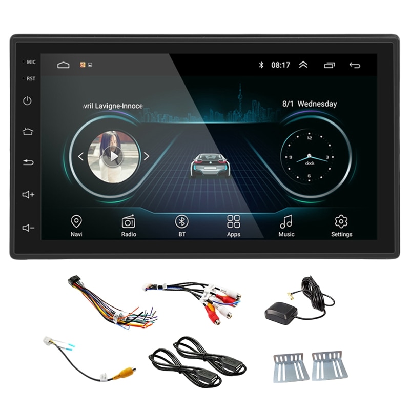 Zwarte 2DIN Android Auto Multimedia MP5-Player Radio Gps Navi Wifi Radio 2 Din 7 Inch Druk Sn Bluetooth Fm O Auto Ster