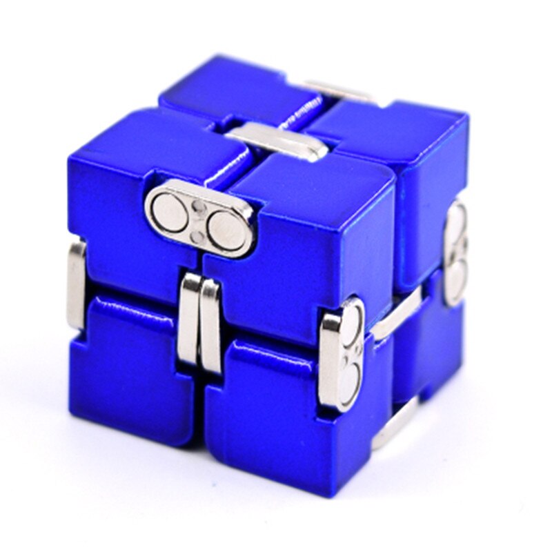 WINCOTEK Premium Metallo Infinity Cubo Giocattolo Lo Stress Mitigatore di Alluminio Deformazione Cubo Magico Giocattoli per chilren per EDC Ansia: Blue