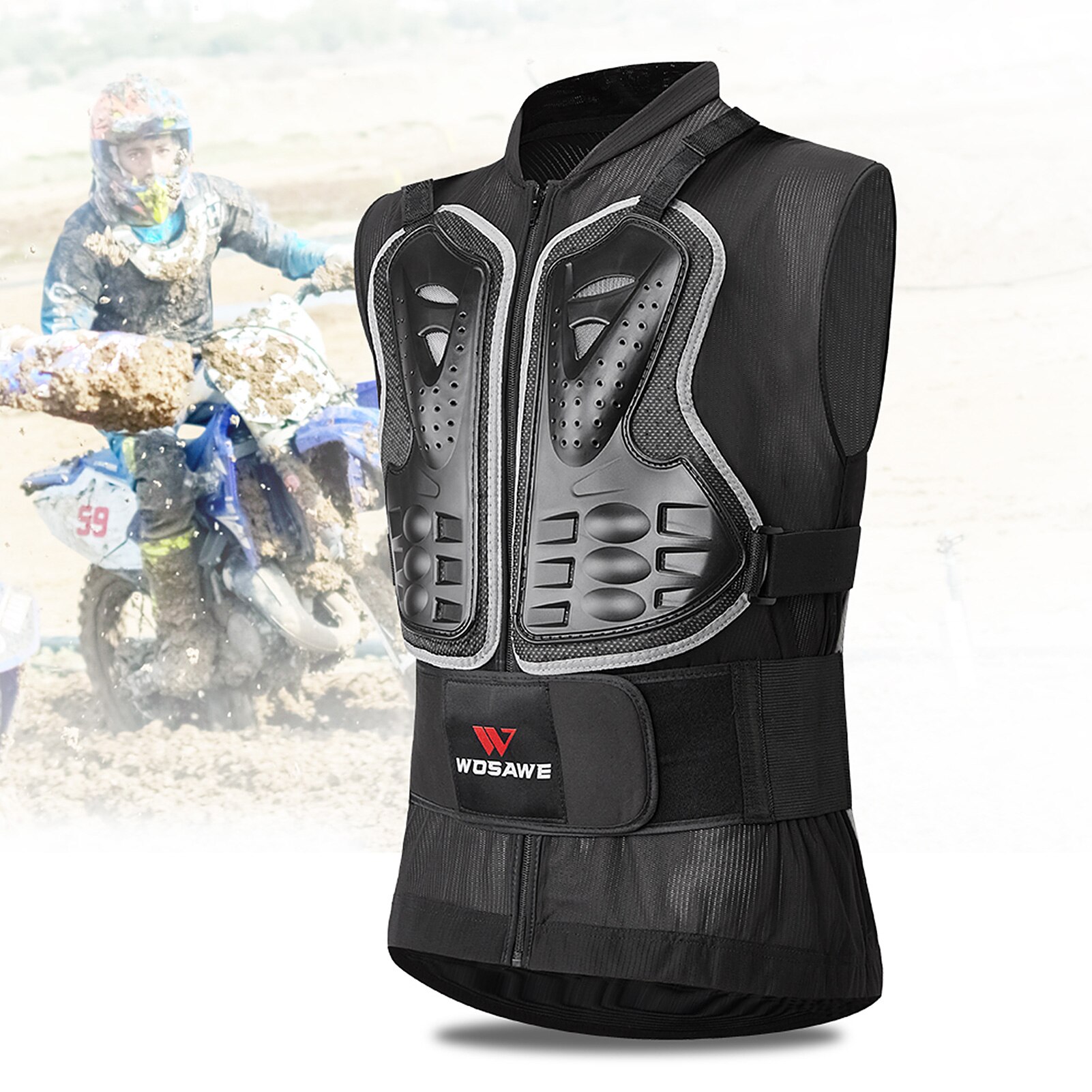Body Chest Spine Protector Armor Vest for Skiing Skating Motorcycling Mountain Biking