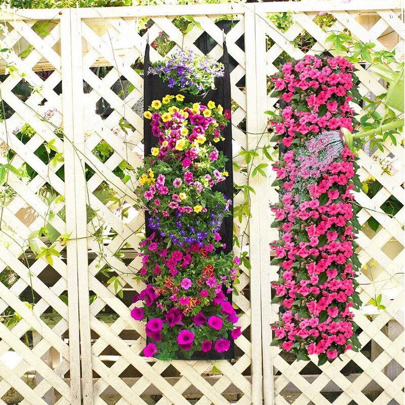 Vertical Hanging Garden Planter Flower Pots Layout Waterproof Wall Mount Hanging Flowerpot Bag Indoor Outdoor Use