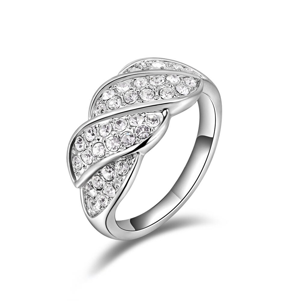 Lokaer moderno forma ondulada Cubic Zirconia anillos de aniversario joyería para mujeres niñas oro rosa de Navidad de cumpleaños A2010238320