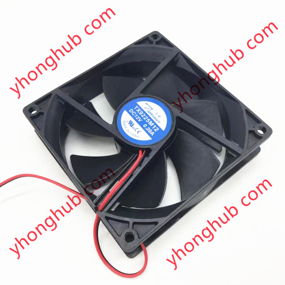 Tianxuan TX9225M12 DC 12V 0.20A 90x90x25mm 2-Wire Server Cooling Fan