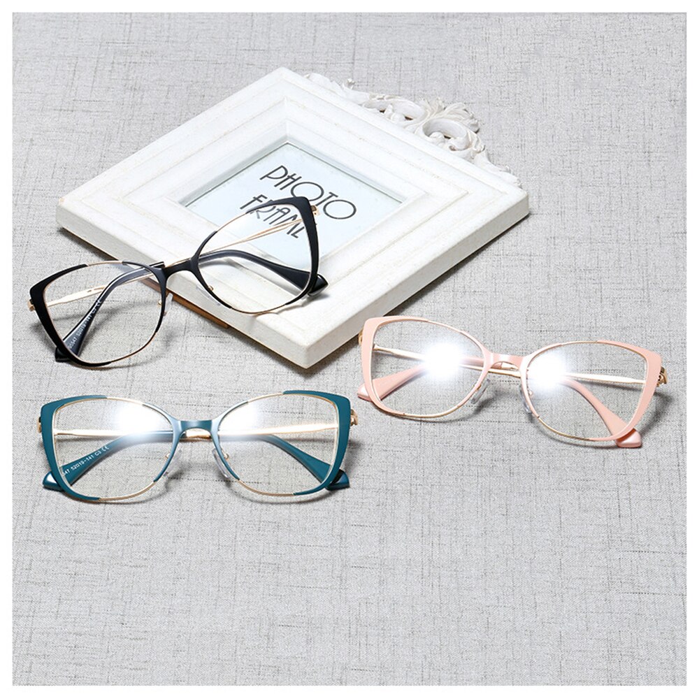 Peekaboo retro Katze Auge brille rahmen für frauen optische damen artikel klar objektiv metall brillen Rahmen weibliche dekoration