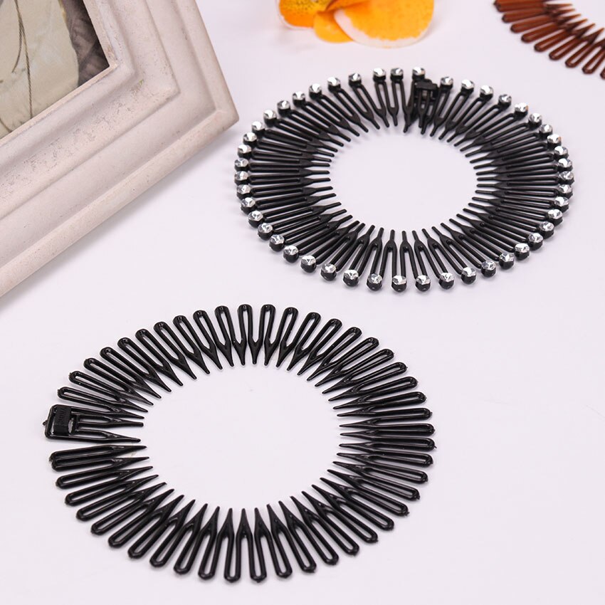 1PC Plastic Full Circle Stretch Diamond Flexible Comb Teeth Headband Hair Band Clip Face Wash Fixed Hair Accessories