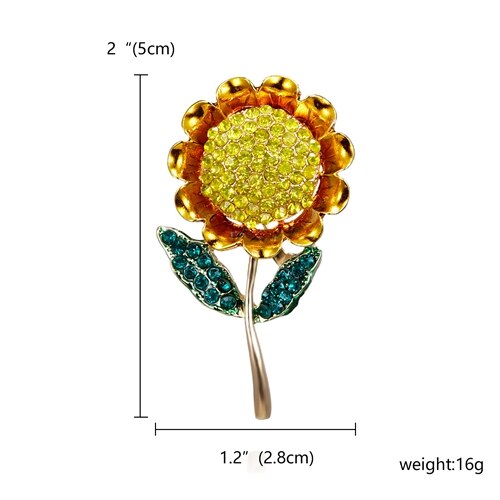 RINHOO Kristall Sonnenblumen Kamelie Blume Blatt Pflanzen Kristall Strass Kragen Brosche Pin für Frauen Männer Kostüm Schmuck: Flower