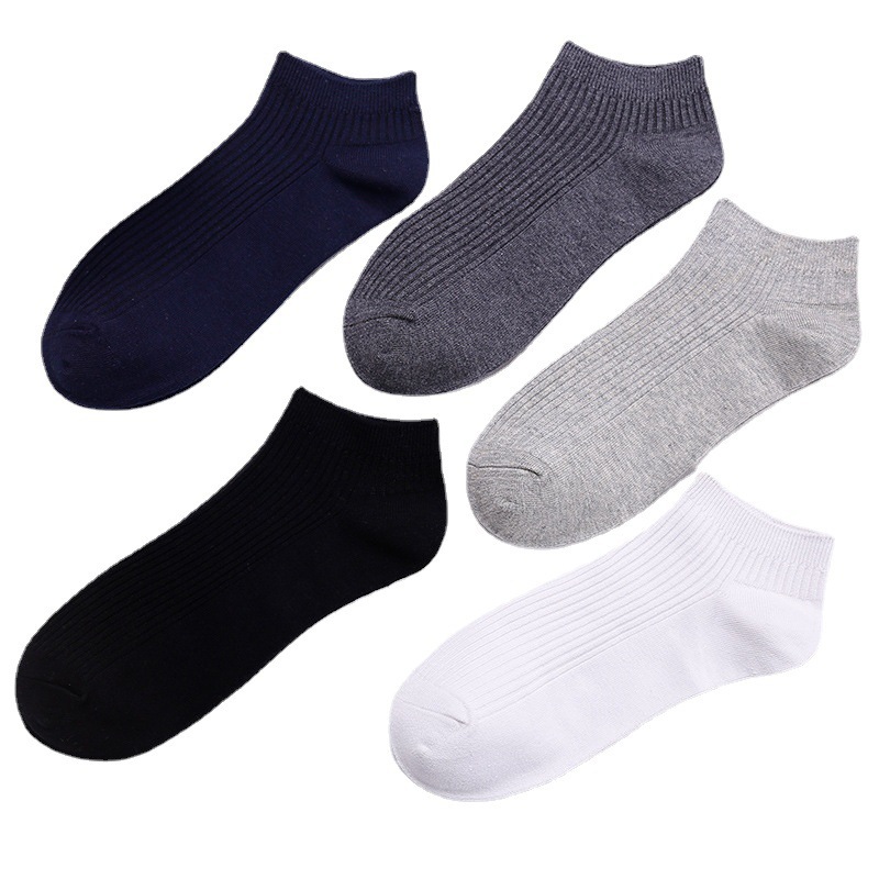 5 Paar 1 Kavel Sokken Mannen Lente Zomer Herfst Korte Enkelsokken Set Streep Effen Kleur Lage Buis Sok Katoen Wit Zwart Grijs Cadeau