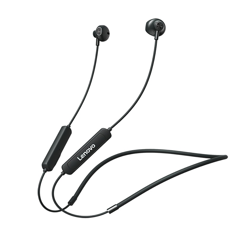 Lenovo-auriculares inalámbricos SH1 originales, cascos con Bluetooth 5,0, IPX5 resistentes al agua, magnéticos, con banda para el cuello, deportivos: Negro