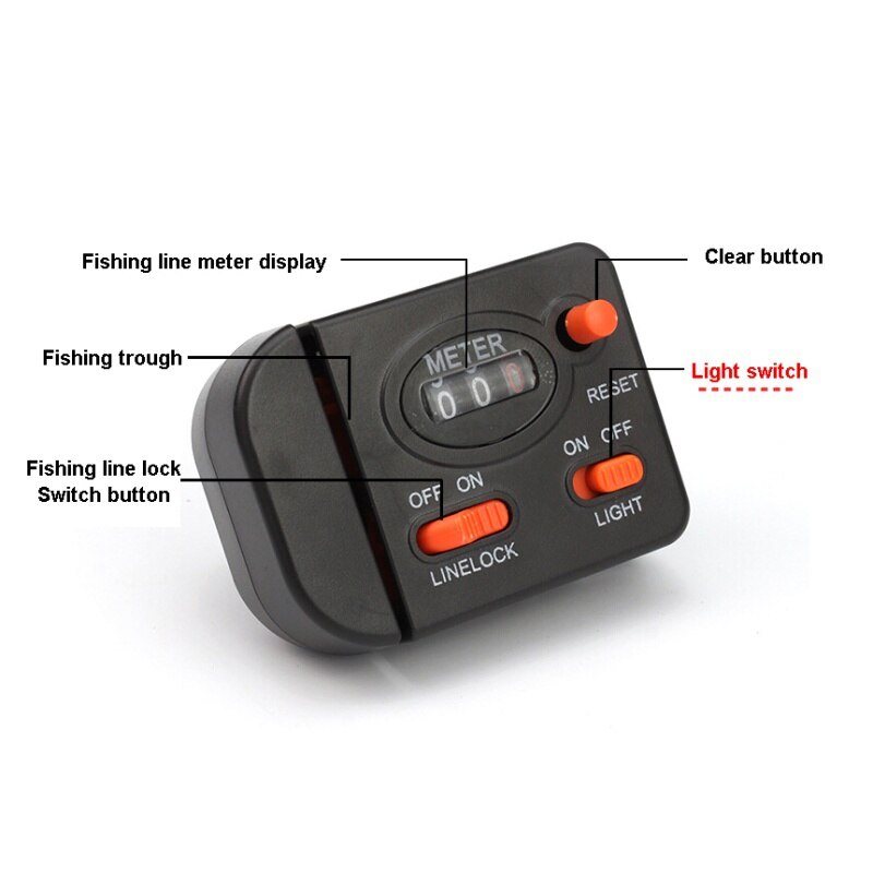 Compteur de longueur de ligne de pêche à affichage numérique, détecteur de profondeur de ligne de pêche avec clip lumineux sur canne à pêche, outil de matériel de pêche