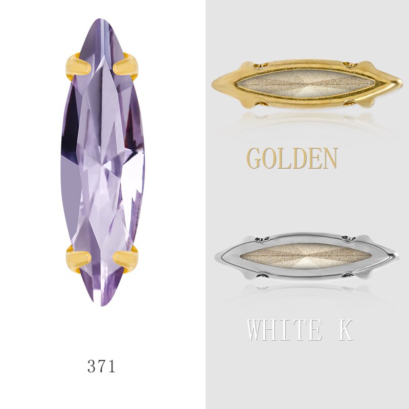 Paardenoogvormige strass steentjes met koperen klauwen om op kleding en tassen te naaien, koperen strass steentjes, kristalsteentjes set: 4 x 15mm gouden 10 stuks / Violet