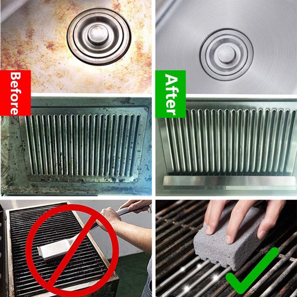 2PCS BBQ Grill Cleaning Brick Griddle Pumice Stone Rack Cleaner Kitchen Gadgets Accessories Camping Convenient Tool